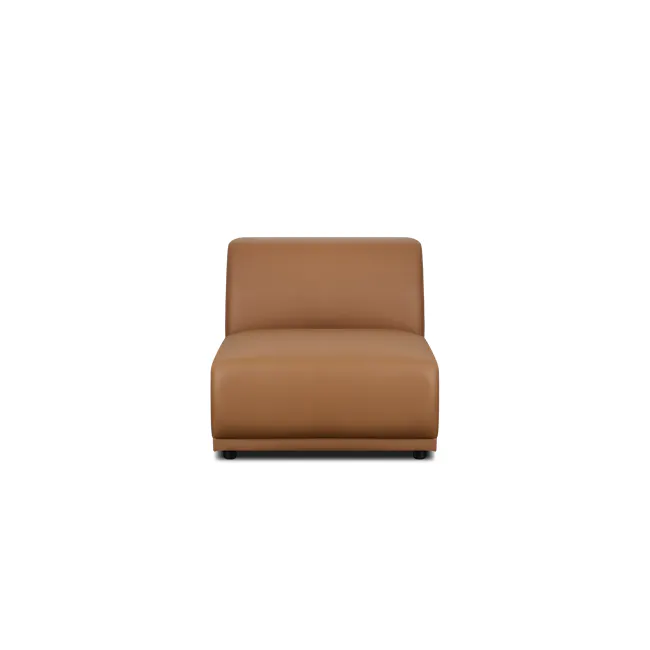 Milan Armless Unit - Caramel Tan (Faux Leather) - 1 - Brown leather sofa, minimalist design, modern decor, cozy seating