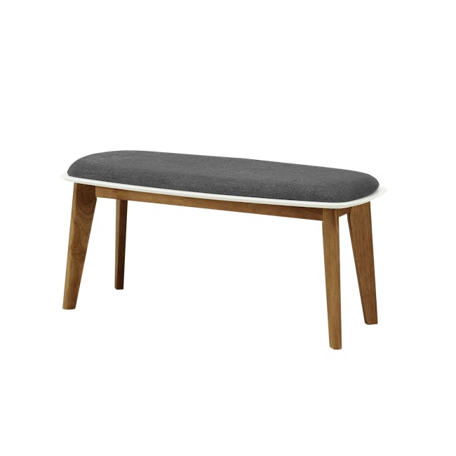 Harold Dining Table 1.5m in Cocoa with Harold Bench 1m with 2 Harold Dining Chairs in Seal - 10 - modern bench, wooden legs