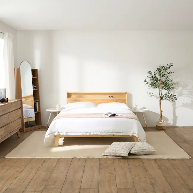 Aiko Single Wooden Bed - 9