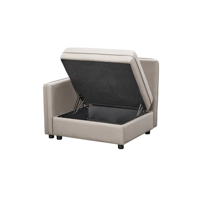 Cameron 4 Seater Sectional Storage Sofa - Grey (Pet Friendly) - 8 - Luxurious beige leather recliner with black storage