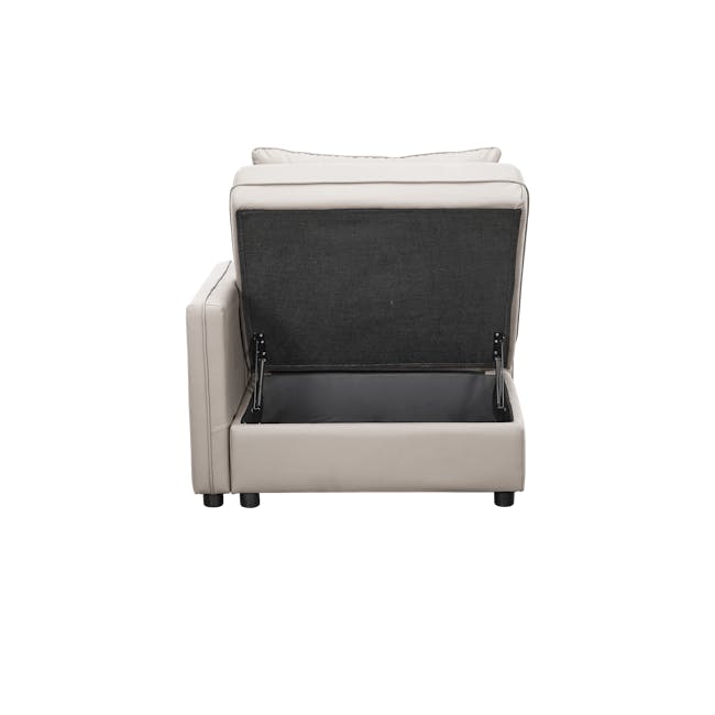 Cameron Left Storage Arm Unit - Grey (Pet Friendly) - 15 - Luxurious beige sofa with black storage compartment, minimalist