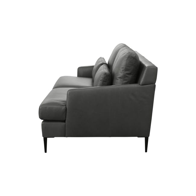 Augustus 3 Seater Sofa - Dark Grey (Premium Aniline Leather) - 3