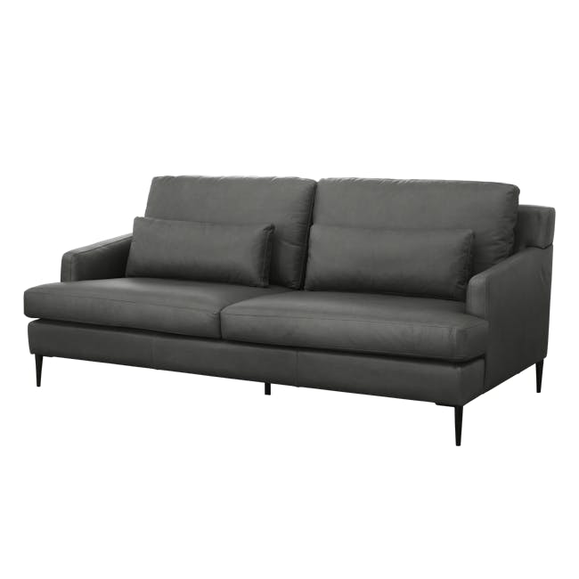 Augustus 3 Seater Sofa - Dark Grey (Premium Aniline Leather) - 2