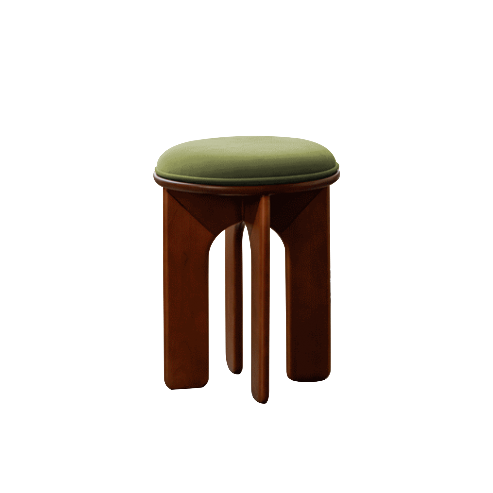 Bronte Stool - Walnut, Green (Velvet)