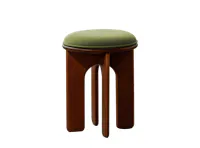 Bronte Stool - Walnut, Green (Velvet)