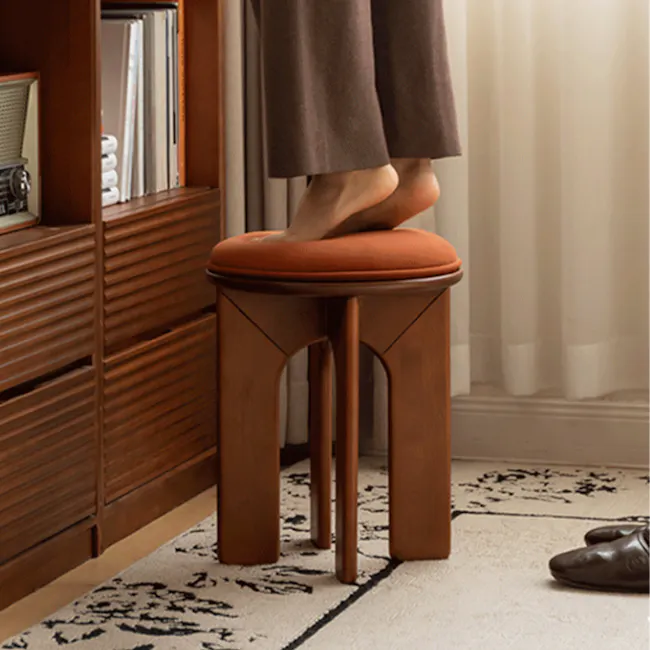 Bronte Stool - Walnut, Green (Velvet) - 6