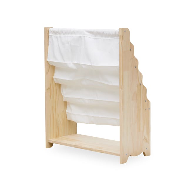 Nizu Kids 5-Tier Book Shelf - White - 3 - Wooden bed frame, white bedding, wooden shelf, wooden legs, wooden structure