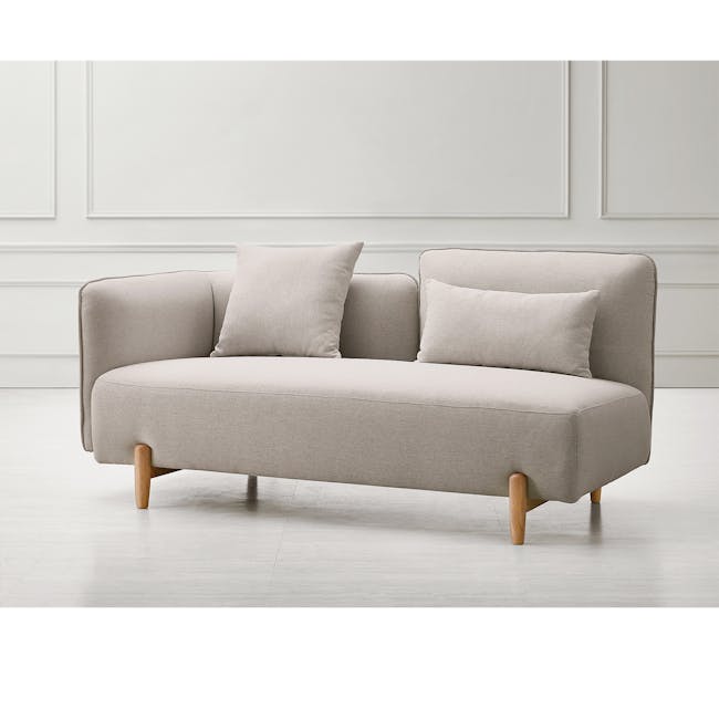 Sadie Right Arm Chaise Sofa - 6 - Modern minimalist sofa, light beige fabric, wooden legs, elegant design, cozy seating