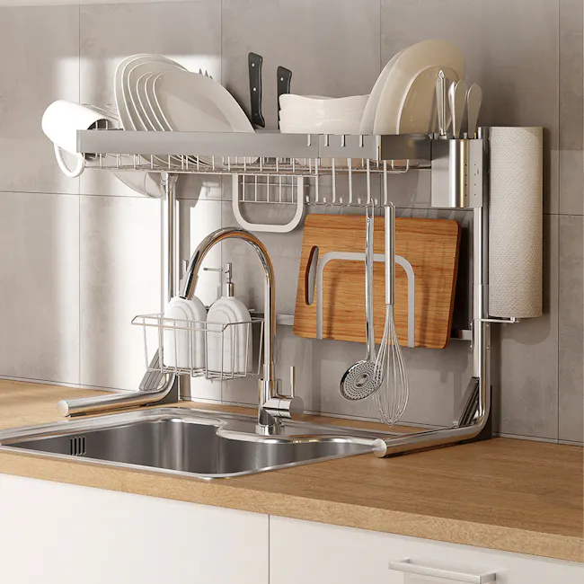 Minki Adjustable Kitchen Drying Rack (Stainless Steel) - 3