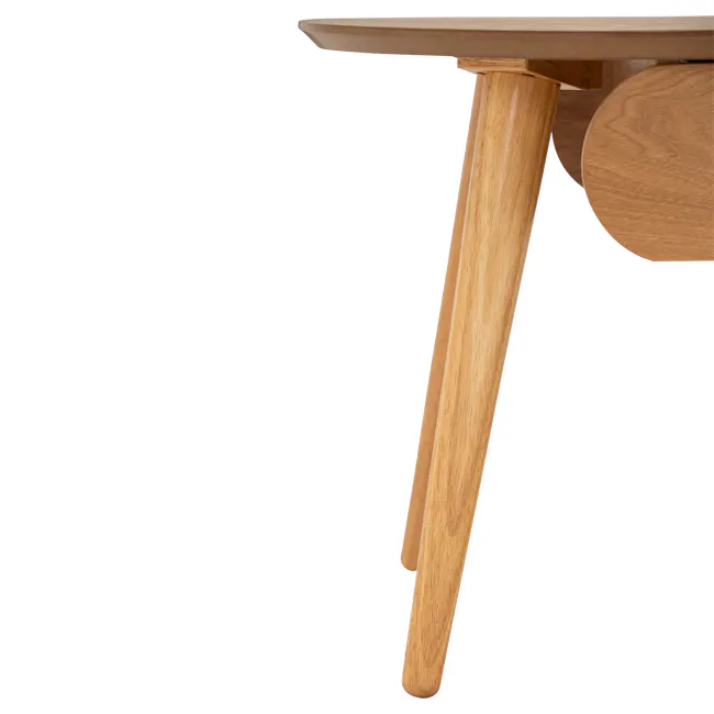 Ora Twin Drawer Coffee Table 1.2m - Natural - 4 - Wooden table with curved legs, minimalist design, natural wood finish