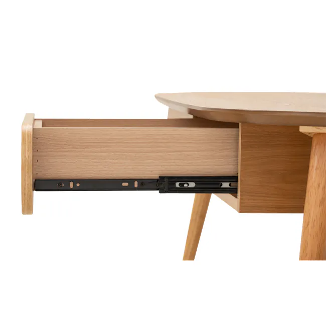 Ora Twin Drawer Coffee Table 1.2m - Natural - 7 - Wooden desk drawer, black drawer pull, wooden drawer, drawer mechanism