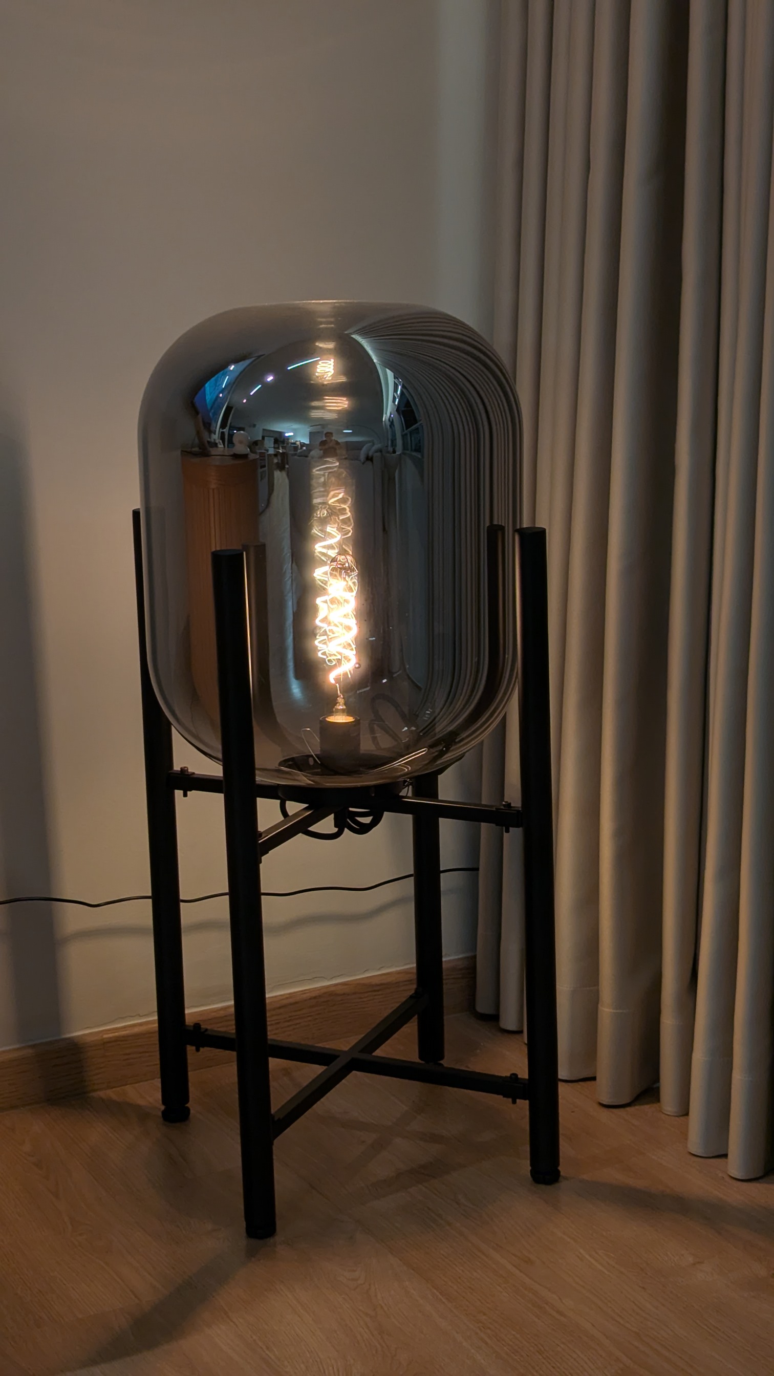 Customer home photo 4: A talking piece with our visitors. 
Bulb from Shopee. 
Has some "stains" inside the glass. Tried cleaning it but can't remove. 
Wasn't a big issue, so didn't feedback.