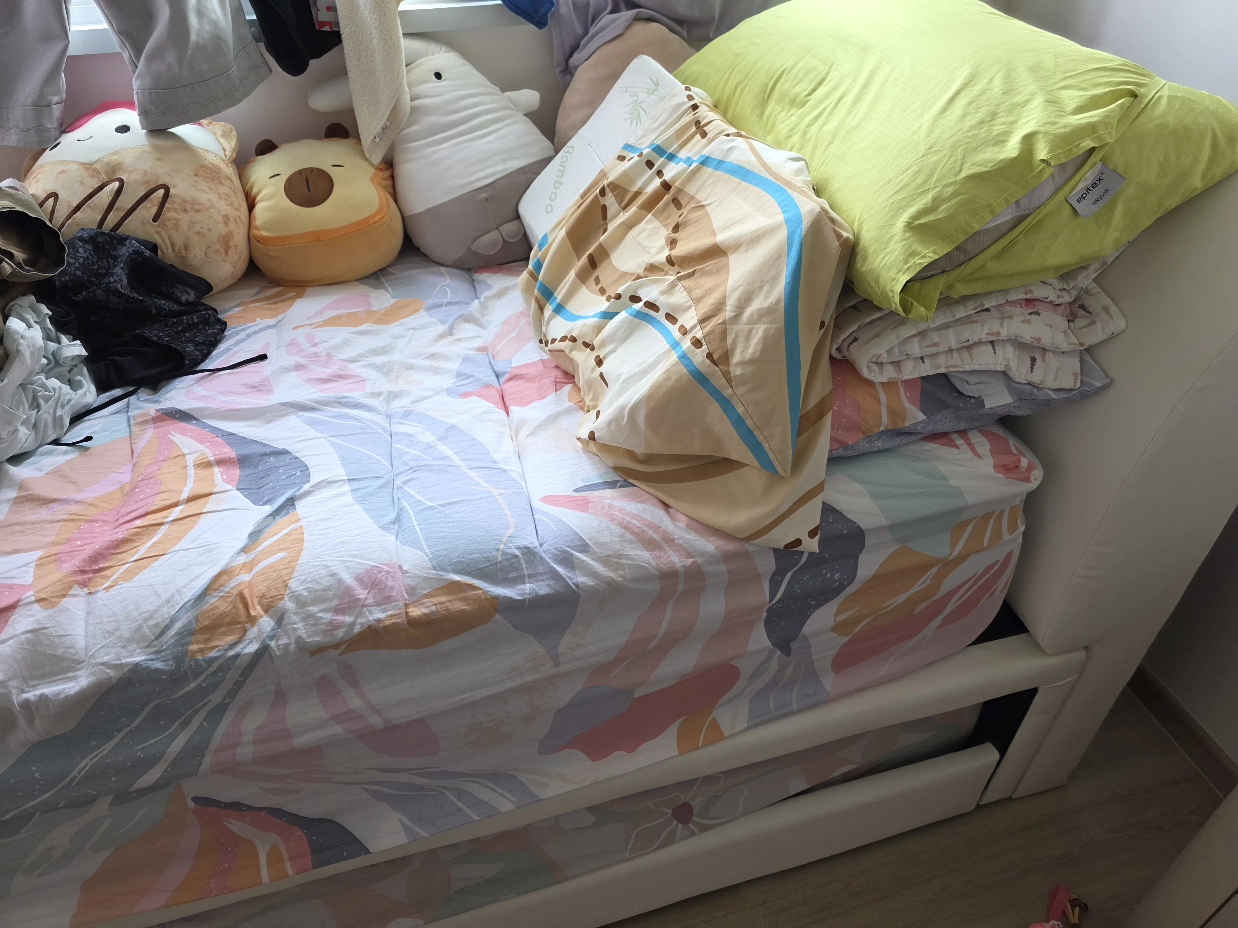 Customer home photo 3: Comfortable and just nice to fit the bottom trundle bed.