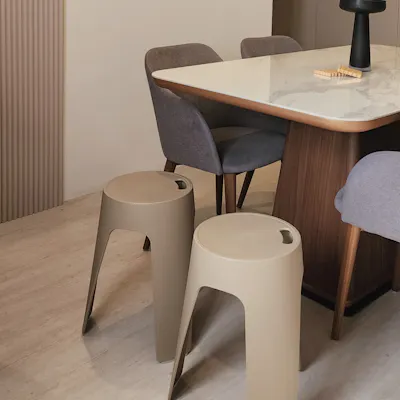 Customer home photo 2: Solid and stylish stackable stools! No regrets getting these to host more people at home.