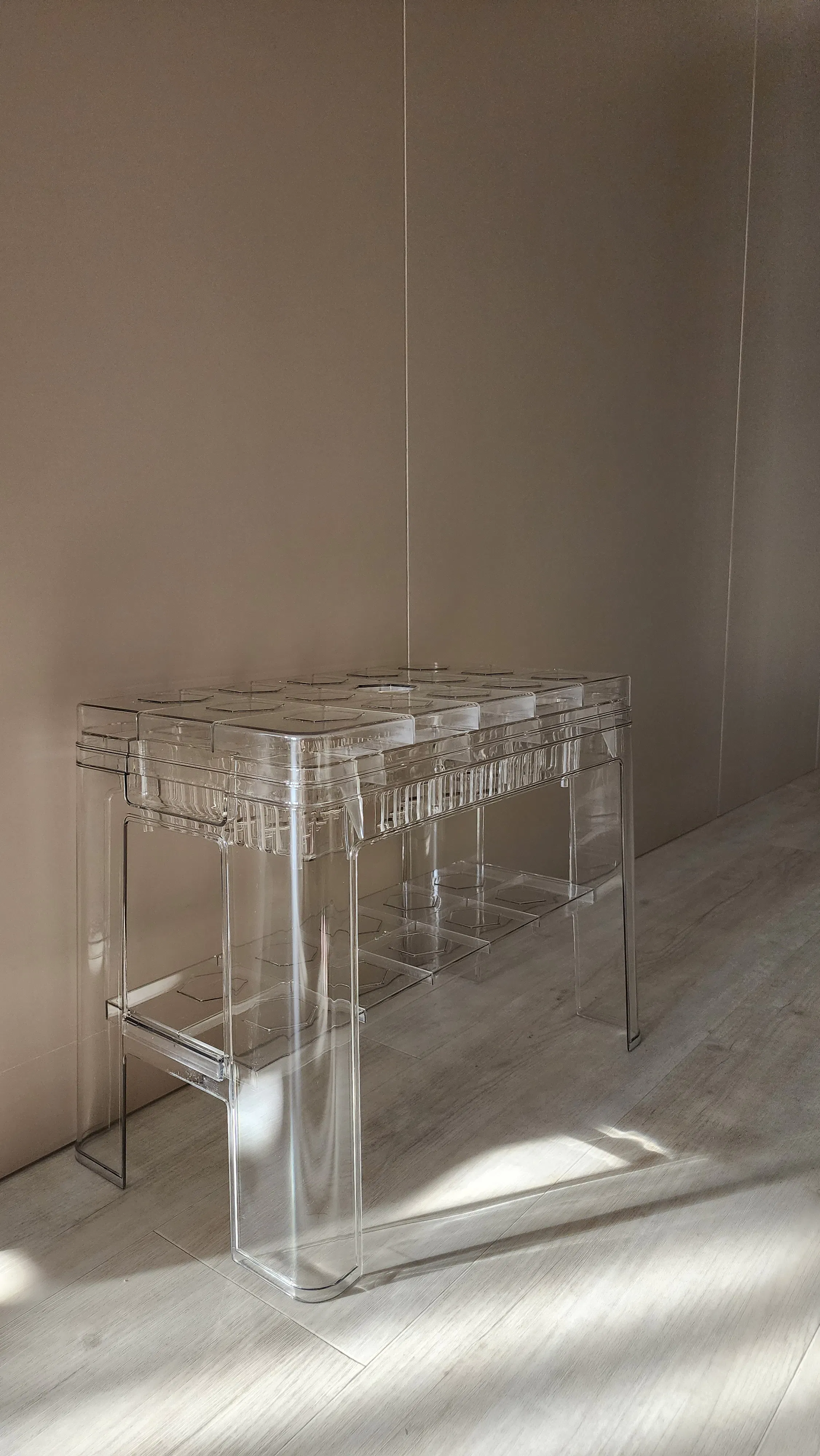 Customer home photo 3: Quality is ok. But looks really nice. There's a compartment for you to put things/displays.