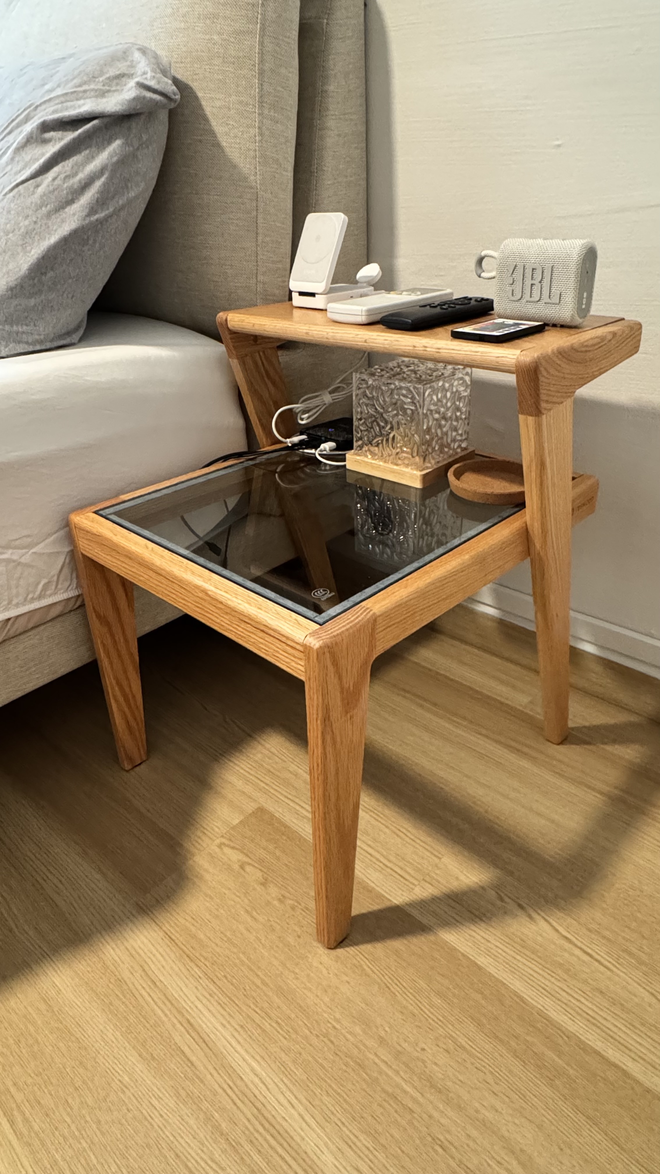 Customer home photo 1: It’s just a simple bedside table. It does its job. Material quality is good and furniture is well made, doesn’t rock, legs are even. Very functional and useful piece of furniture.