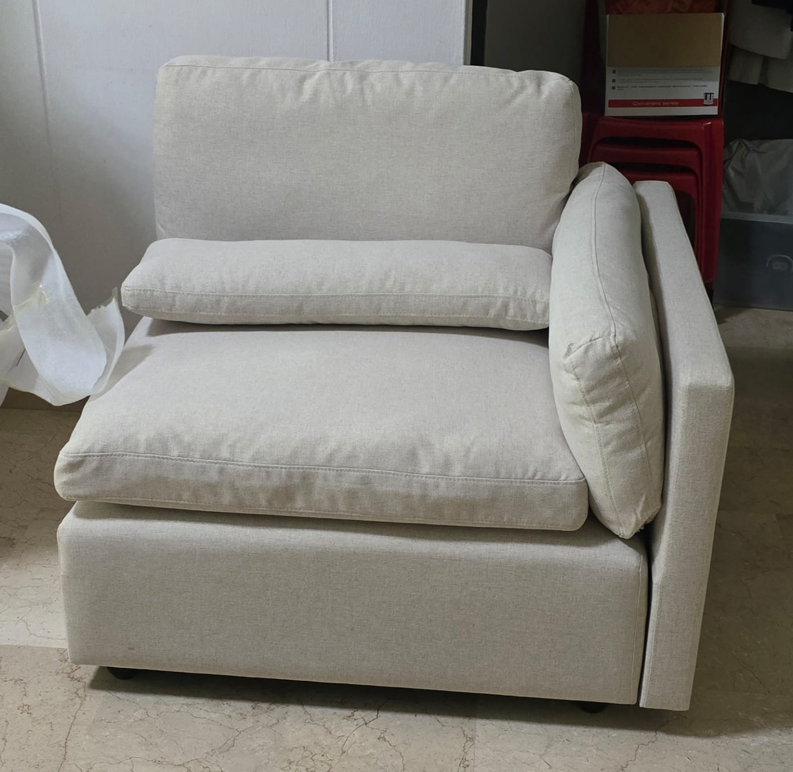 Liam 3 Seater Sofa - Ivory (Fabric) - Liam 3 Seater Sofa - Ivory