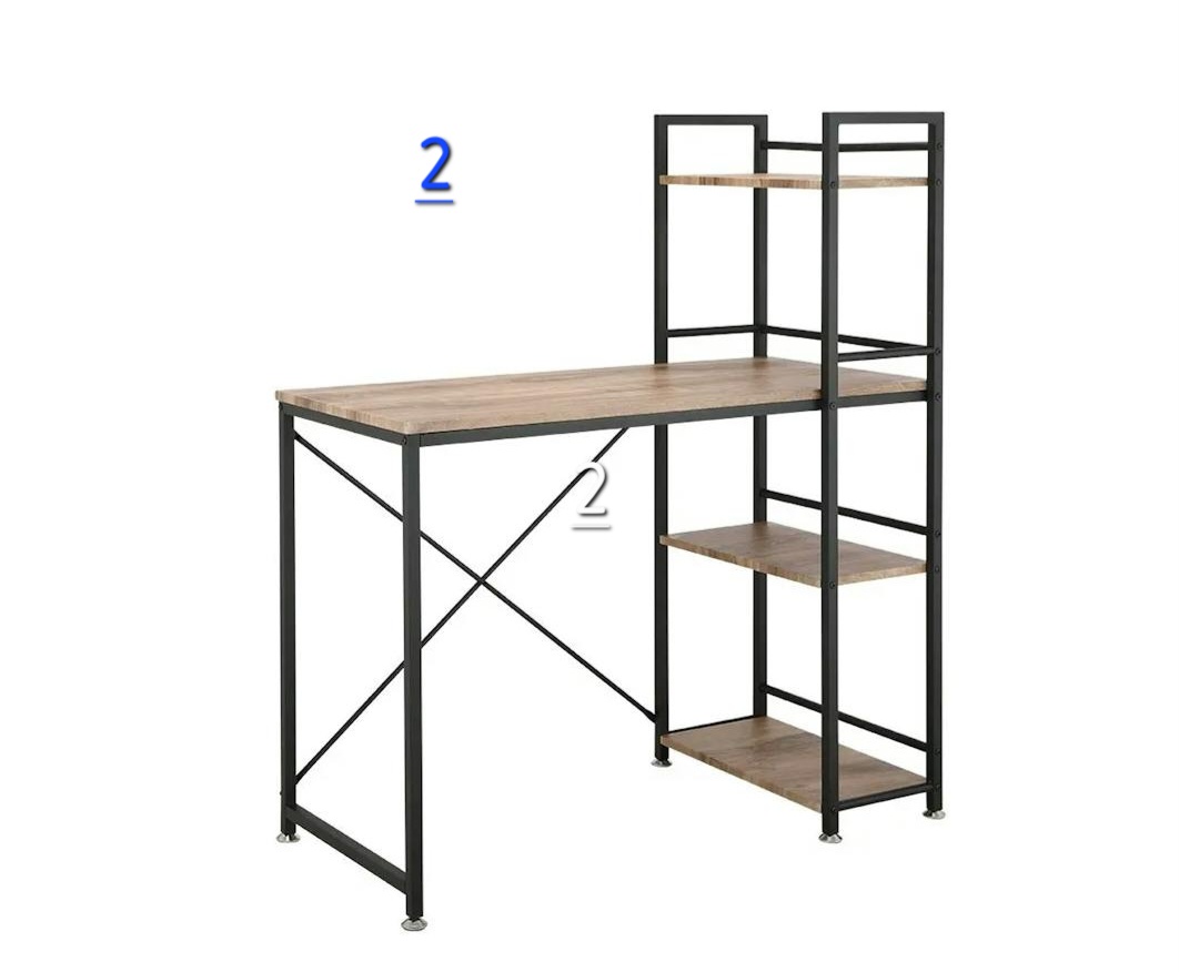 Conner Study Table with Shelves 1m - Black, Walnut