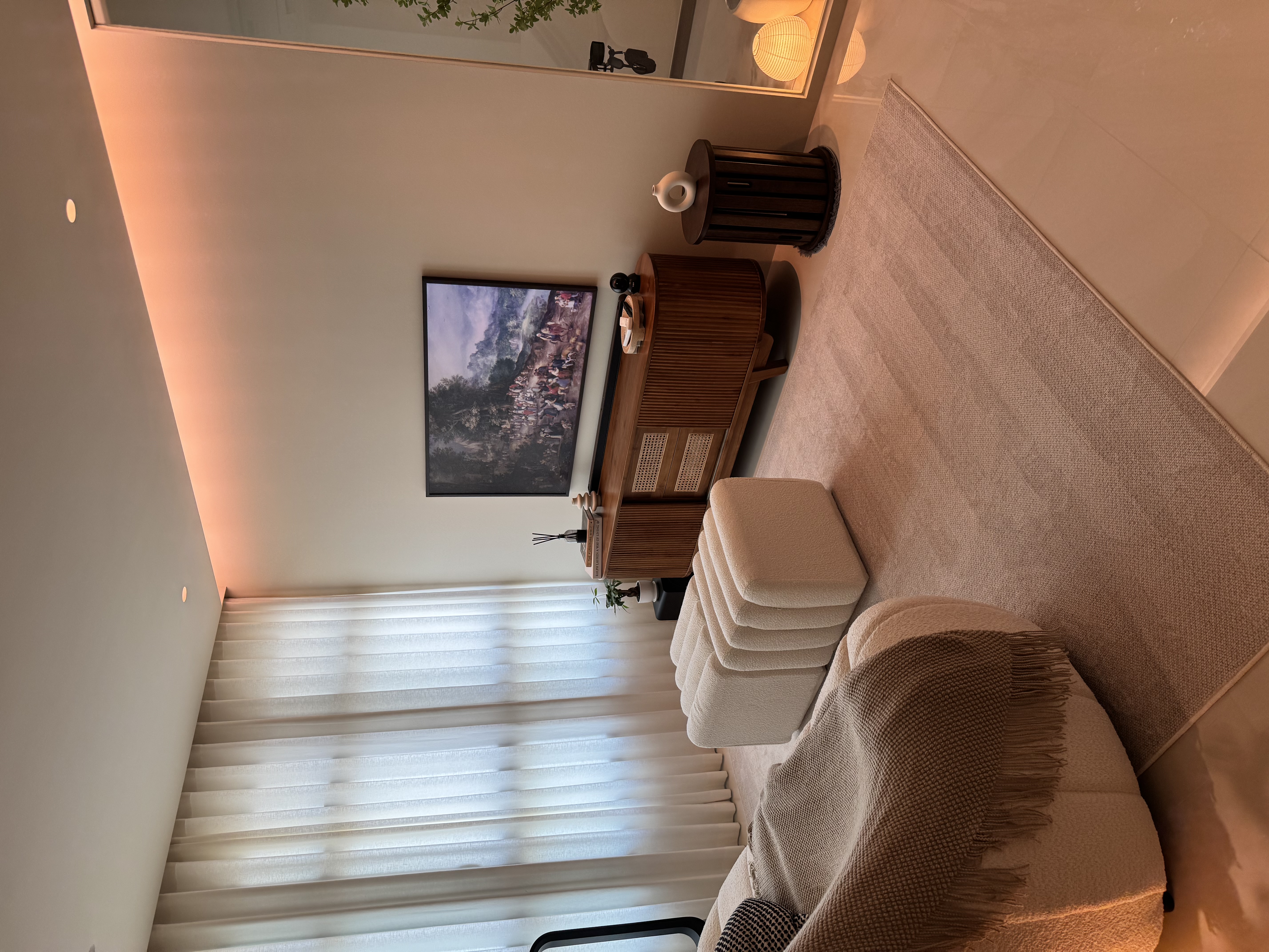 Customer home photo 1: The rug pairs beautifully with my sofa. I love how soft and gentle the texture feels — not rough at all — and it’s surprisingly easy to maintain.