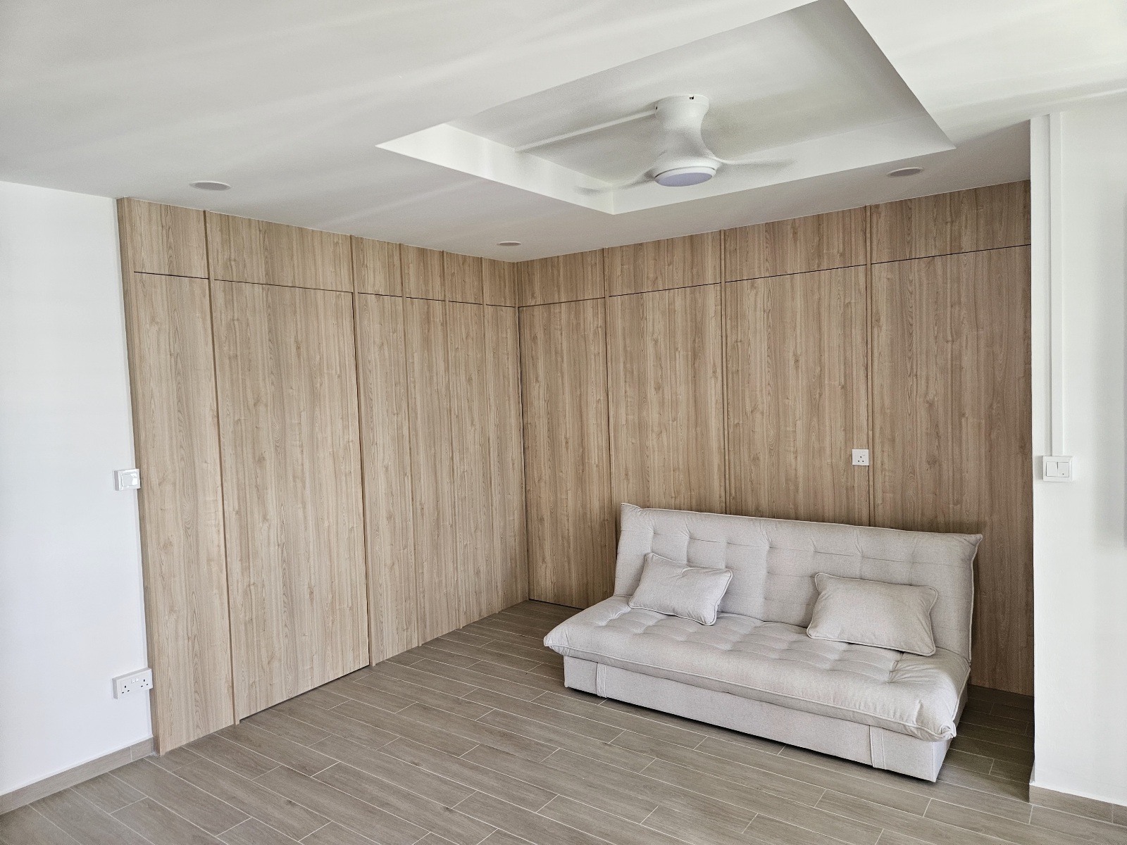 Customer home photo 10: The sofa feels so cosy in my living room corner. The firmness is just right and the stain proof fabric is a game changer