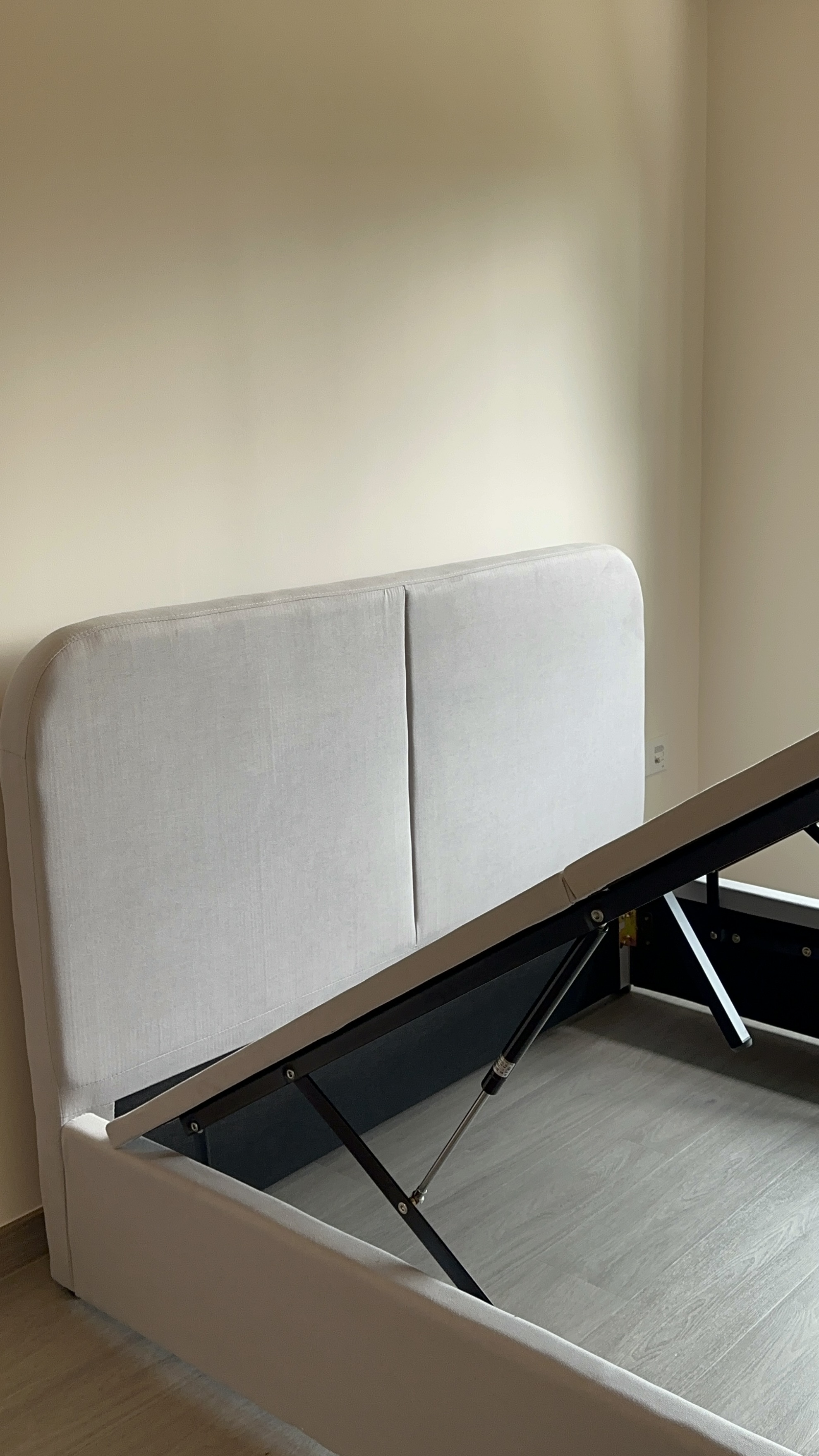 Customer home photo 19: minimal yet functional bed frame. it comes with storage under — great to store your extra bedsheets/blankets etc. worth to have it in your master bedroom or guest rooms. no funky smell. comfortable padding too!