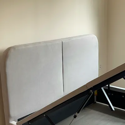 Customer home photo 19: minimal yet functional bed frame. it comes with storage under — great to store your extra bedsheets/blankets etc. worth to have it in your master bedroom or guest rooms. no funky smell. comfortable padding too!