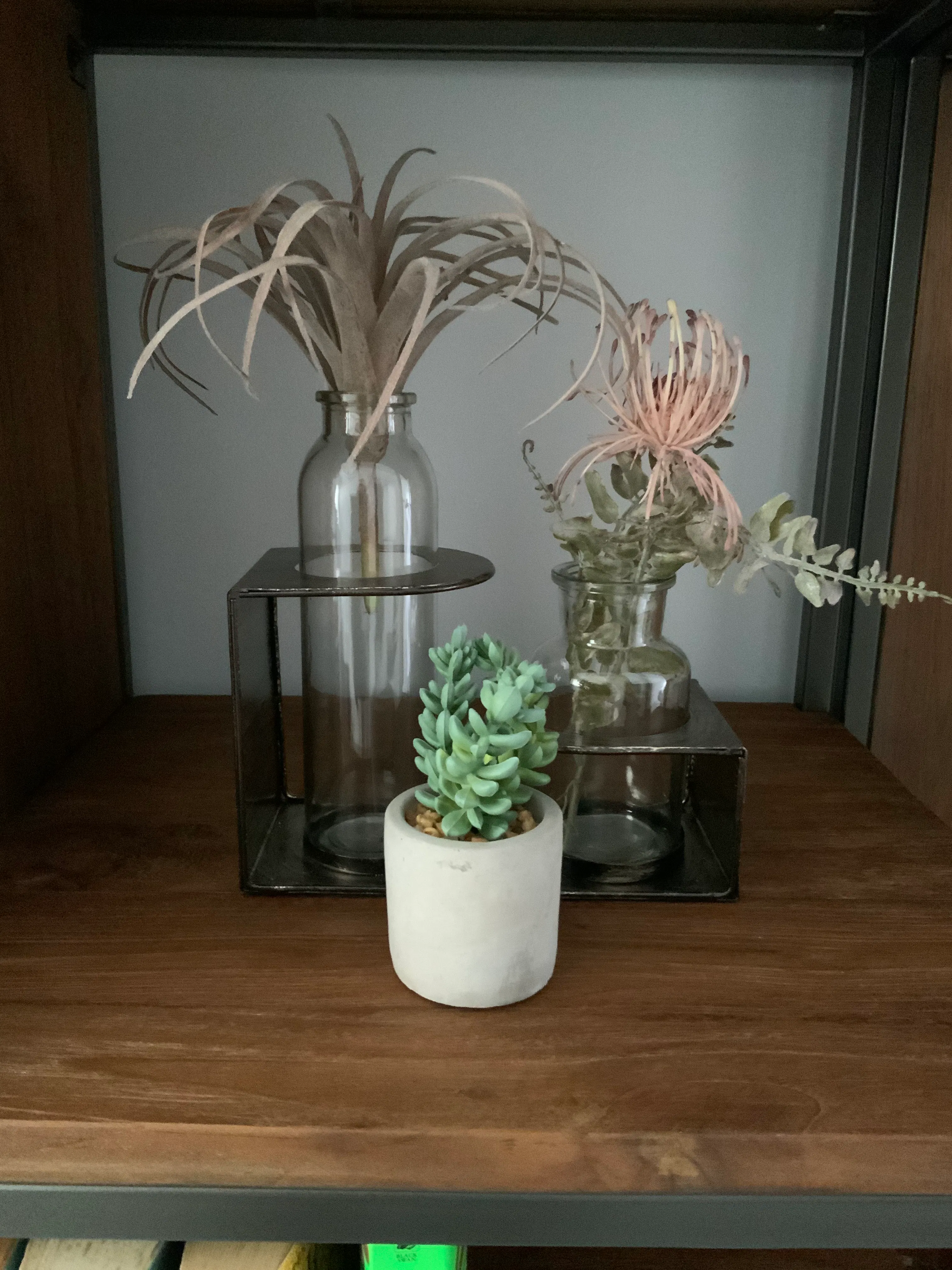 Customer home photo 4: Super cute, love the concrete planter. Perfect touch of greenery on the bookshelf. Hipvan has really nice faux plants !