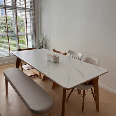 Customer home photo 1: Love this sintered stone table. The quality is good and matches well with my house theme.
