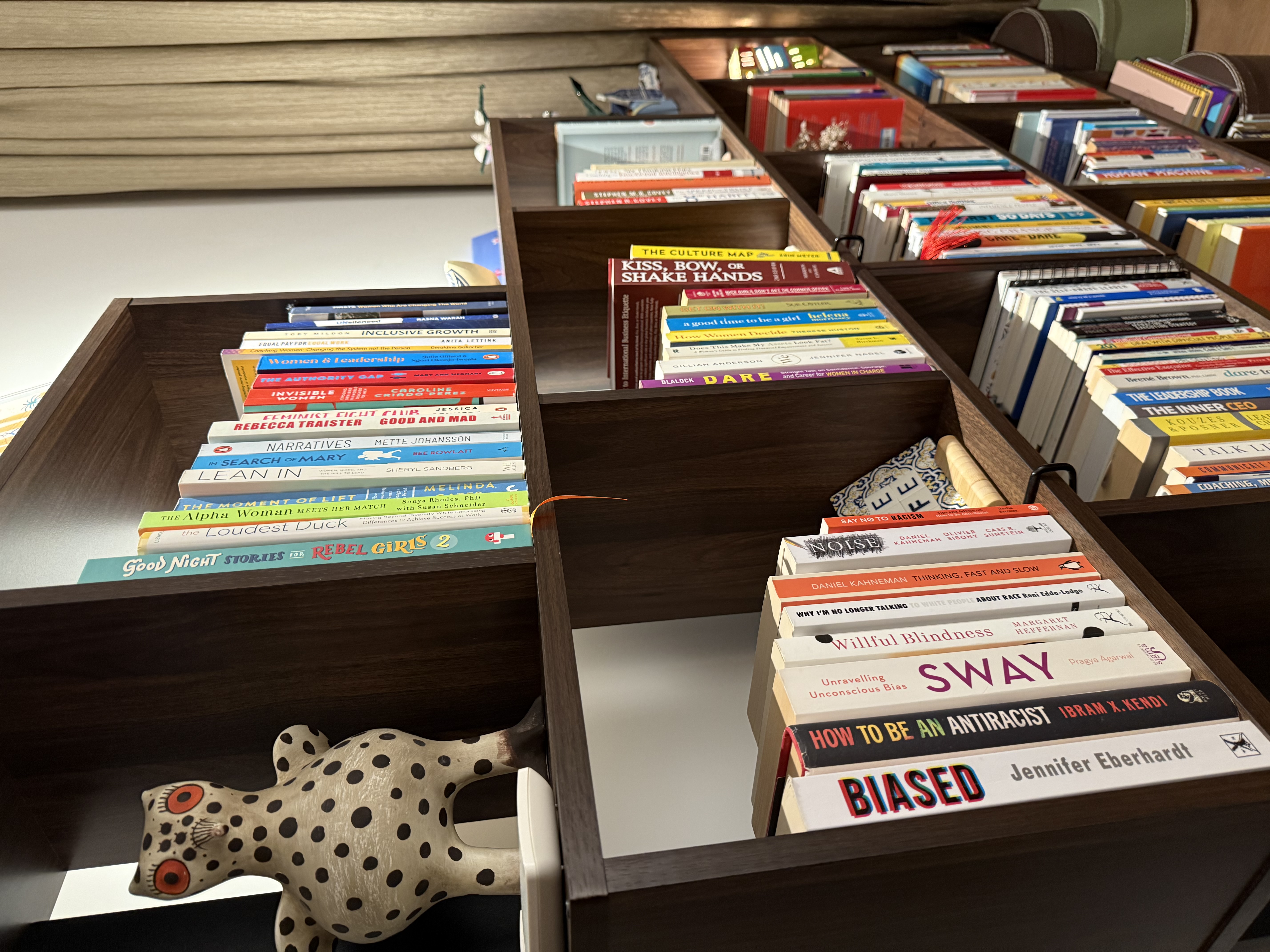 Customer home photo 5: Tall shelf (you can get in tall/medium/small) to hold books and other nick nacks.