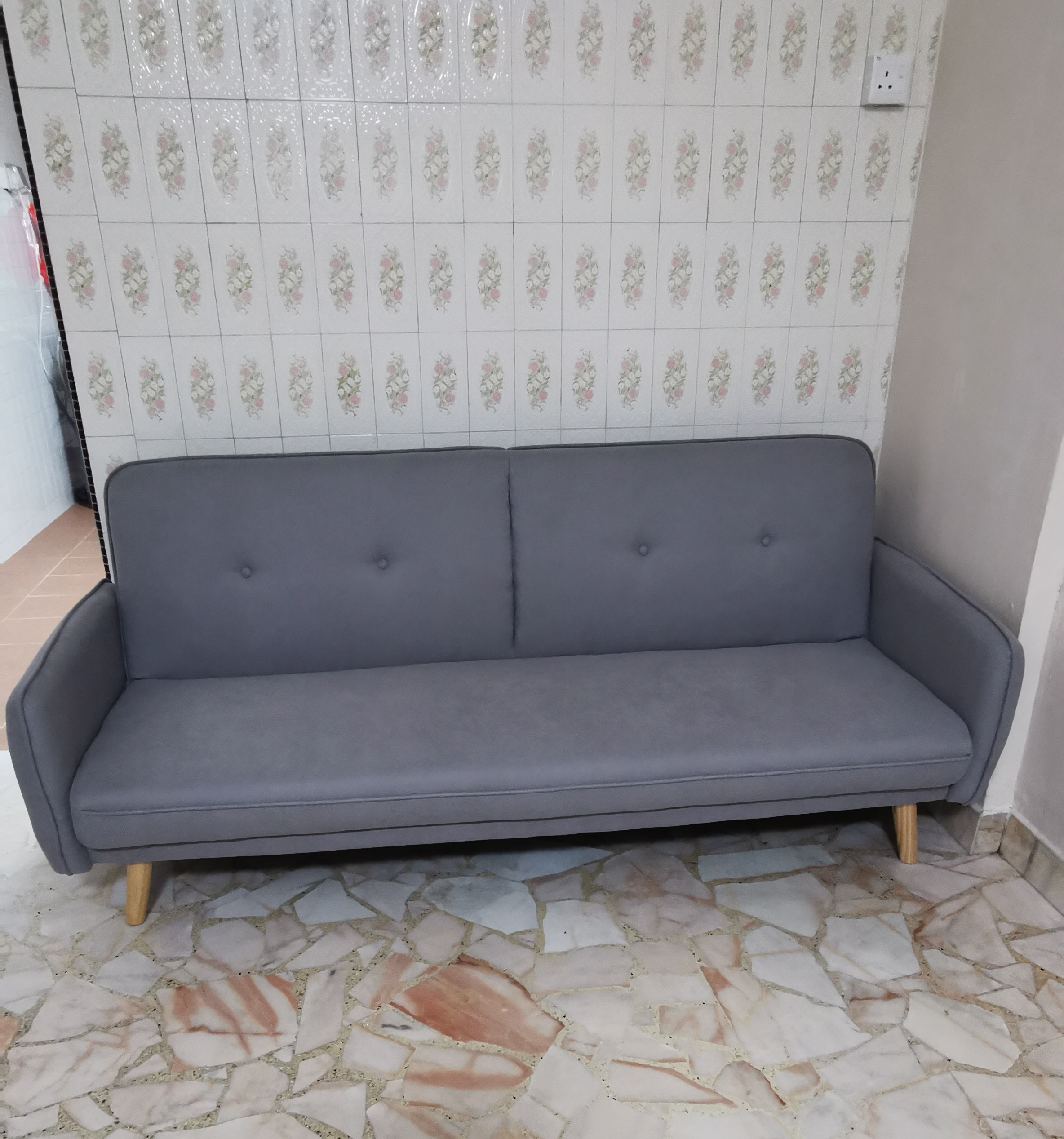 Customer home photo 3: Product was installed by the delivery guy and he explained how to use it after installation. The sofa bed's solid seating area contrasts with a backrest that easily shifts.