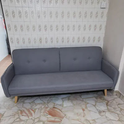 Customer home photo 3: Product was installed by the delivery guy and he explained how to use it after installation. The sofa bed's solid seating area contrasts with a backrest that easily shifts.