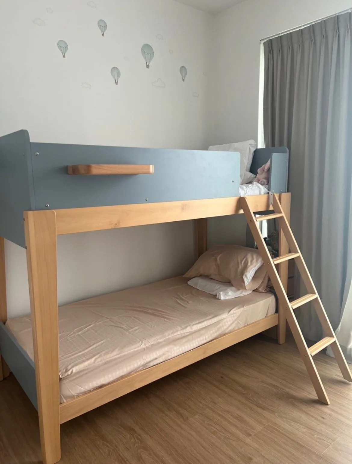 Customer home photo 1: Sturdy kids bed and the colour is a really lovely hue that makes the room look extra cosy