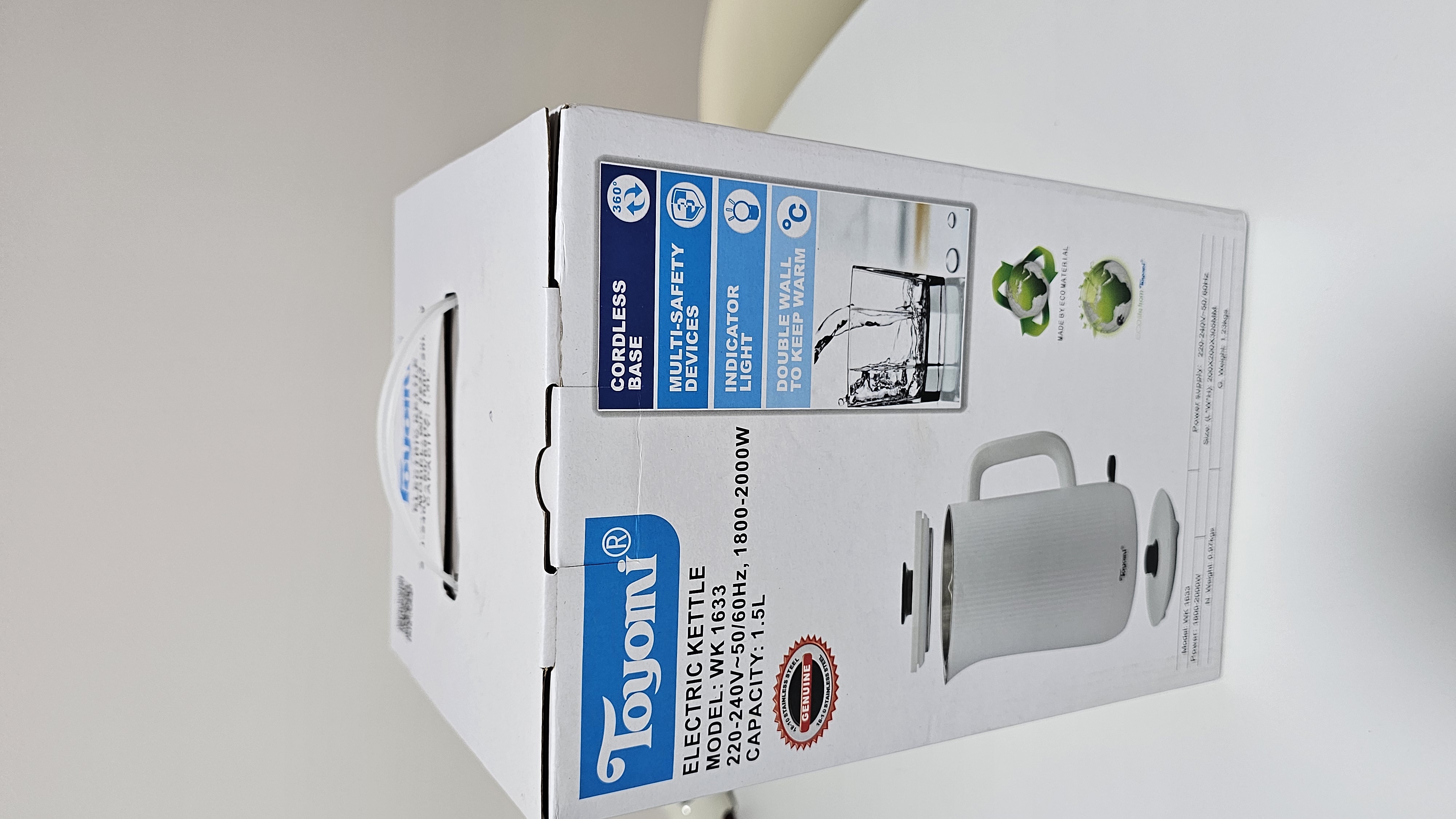 TOYOMI 1.5L Stainless Steel Cordless Kettle WK 1633