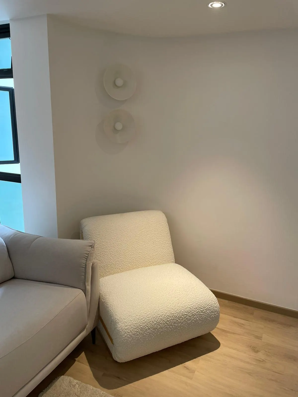 Customer home photo 2: got it because it looks cute and matches the theme of the home. however, dont think it is that comfortable as the back rest seems too short