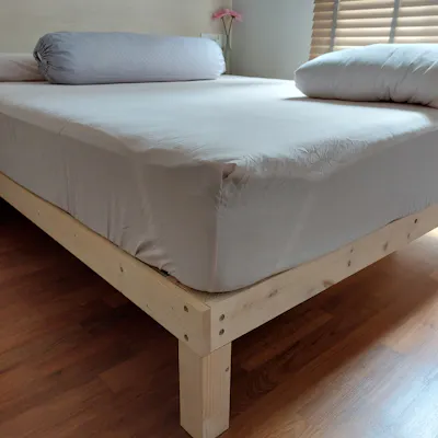 Customer home photo 8: It has been almost a year since I received and used it, I will say it is sturdy and firm. When changing the bedcover it was easy to move the bed frame.