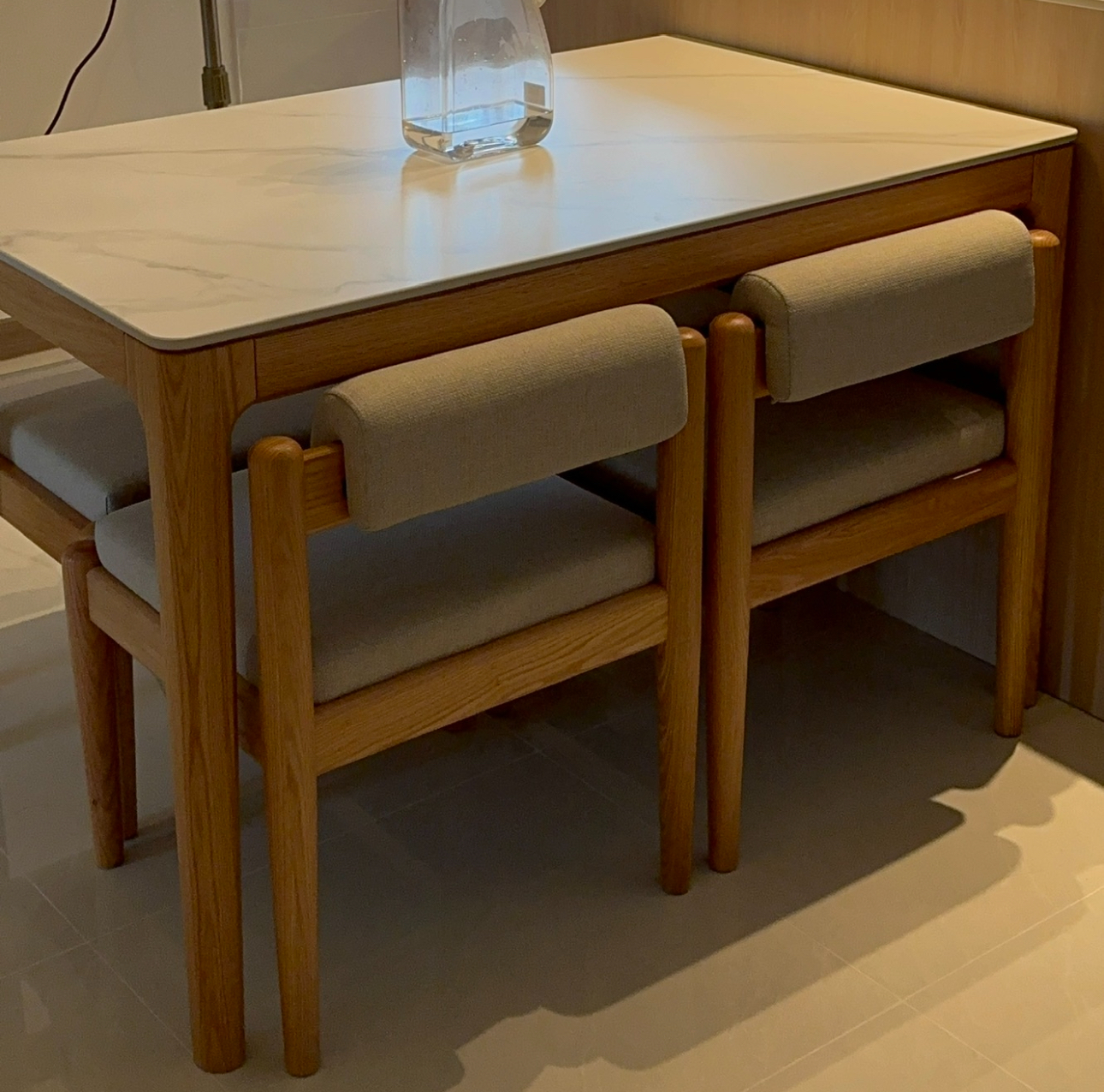 Customer home photo 6: received compliments from guests that the dining set suits our house vibes — japandi and minimal! very affordable piece if you’re a first time home owner. loved every detail. soft padded and comfortable to sit for long hours (sometimes we use it as work table too!)