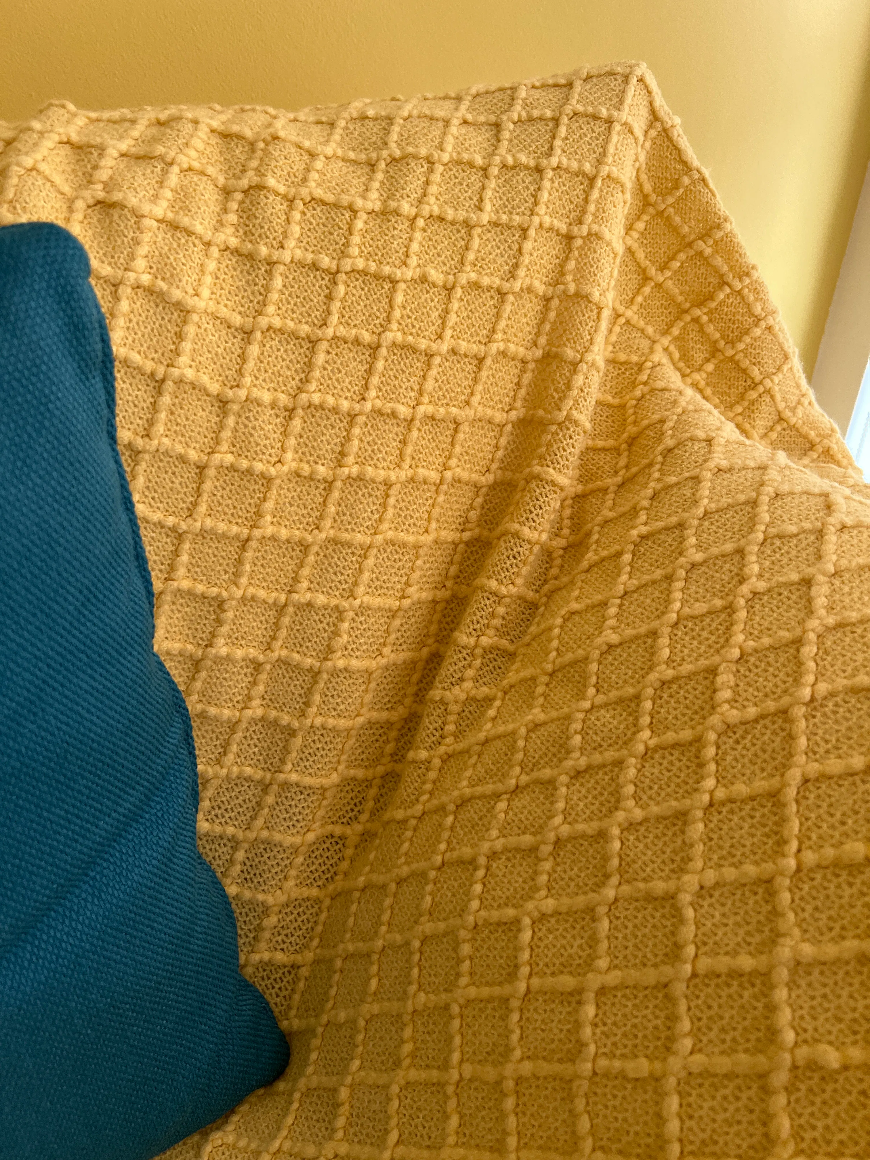 Customer home photo 1: Bought 2 pieces. Material is so comfortable.  I’ve machine washed 2x so far yet they didn’t go out of shape &  colour remains vibrant. I wished I’ve  also bought the blue piece at the same time - as there’s only 1 piece in stock now.
