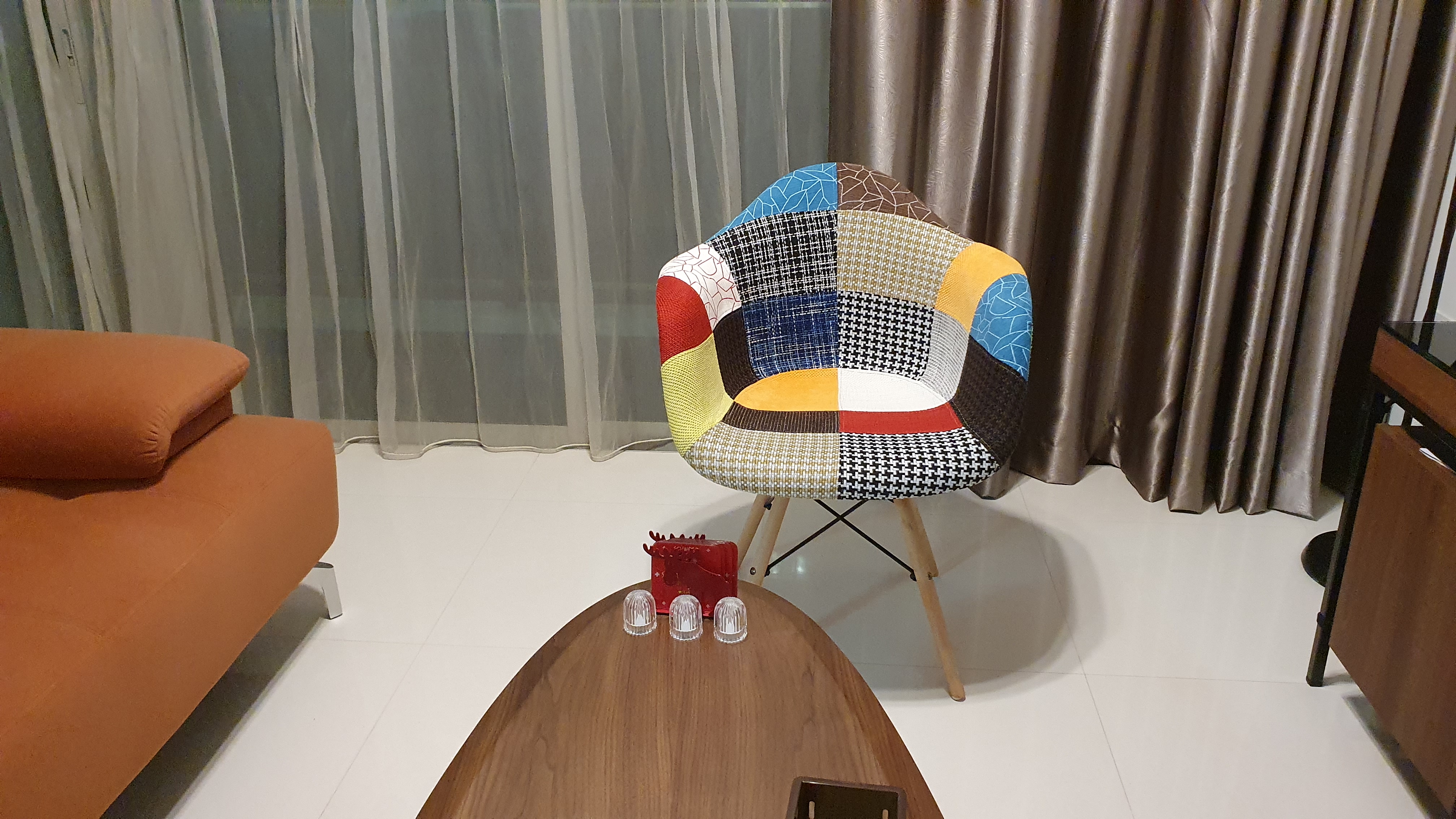 Customer home photo 15: Love the chair! It's funky pattern adds an amazing pop of color ito the space, without being overly bright. It's a great accent chair for my living room.