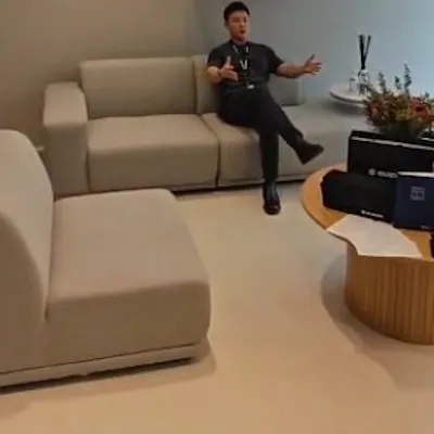 Customer home photo 1: good quality sofa. material and furnishing is very clean cut.. love the foam very firm