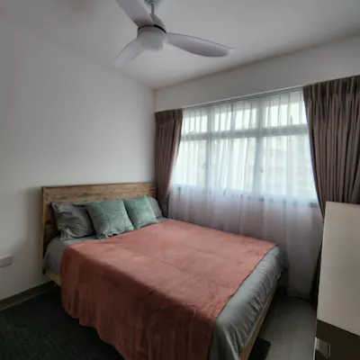 Customer home photo 6: Nice wooden frame and hipvan staff are really responsive when I encounter some problems with the slates which they replaced the entire bedframe. Awesome service.