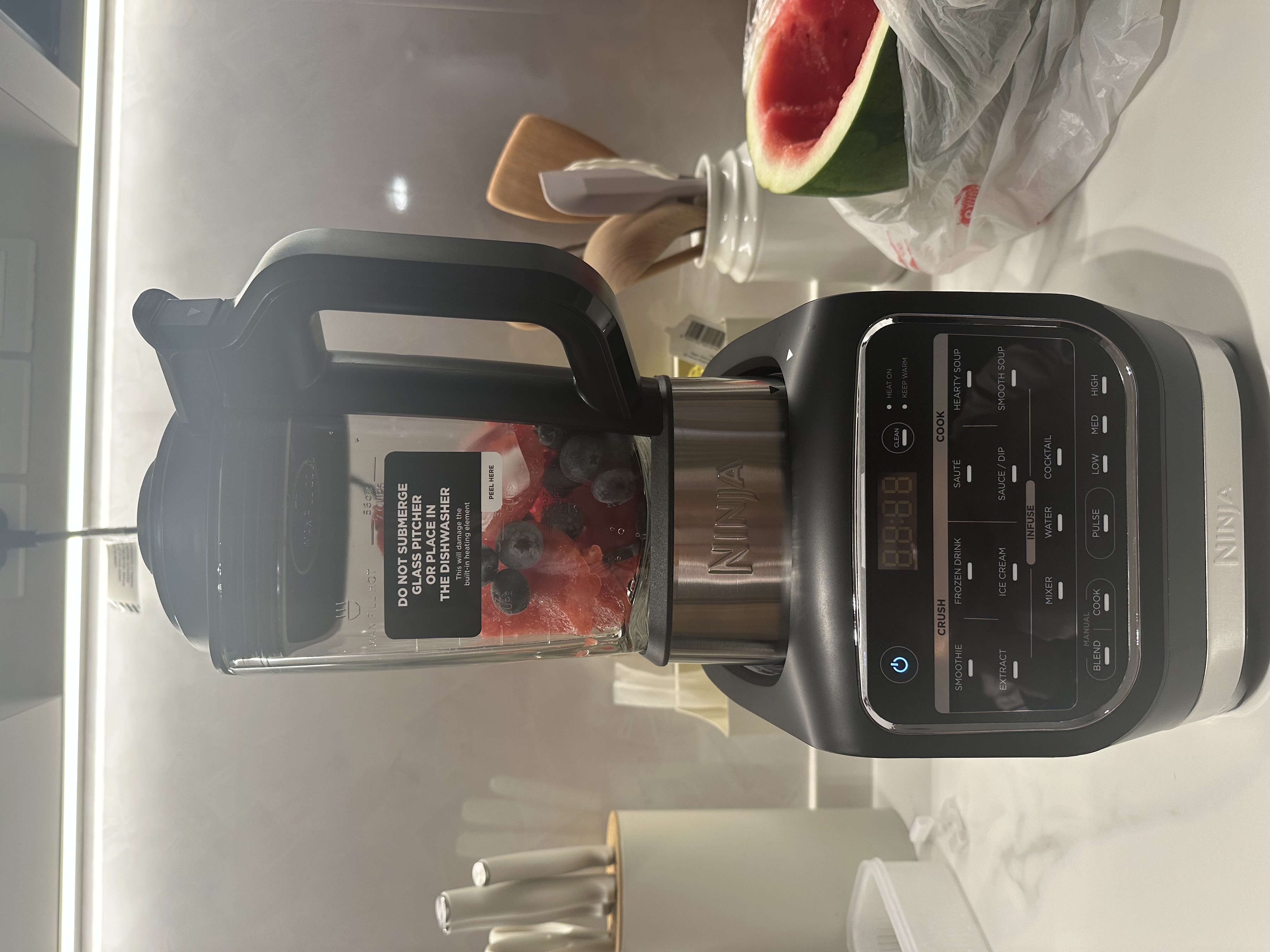 Customer home photo 5: Tried for the first time and it works so well. Blended watermelon with frozen blueberries, and selected the frozen drink function. Very smooth and delicious.