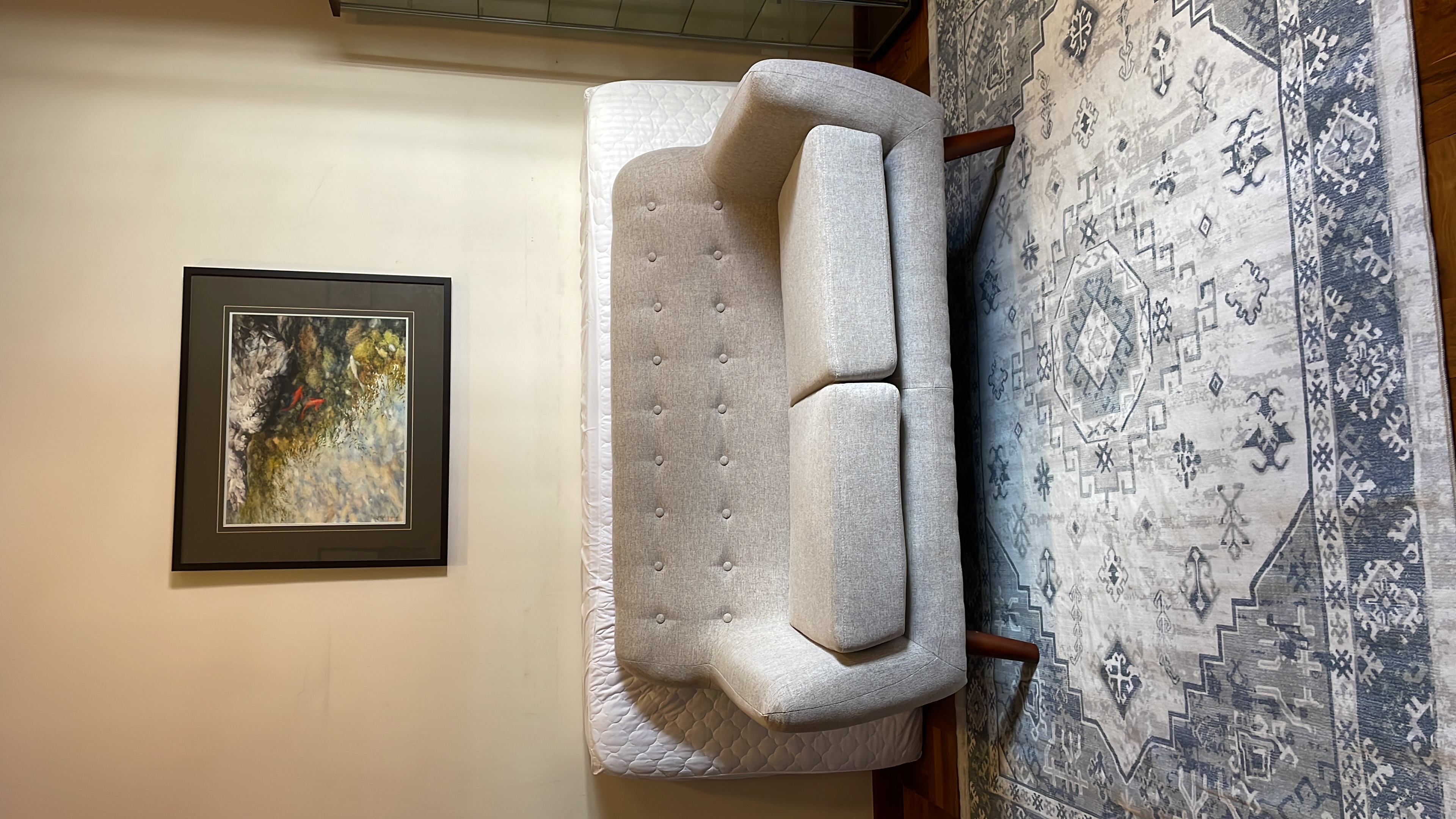 Customer home photo 5: Sofa was assembled and delivered according to spec. Feels good and comfy.