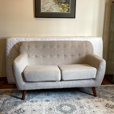 Customer home photo 5: Sofa was assembled and delivered according to spec. Feels good and comfy.