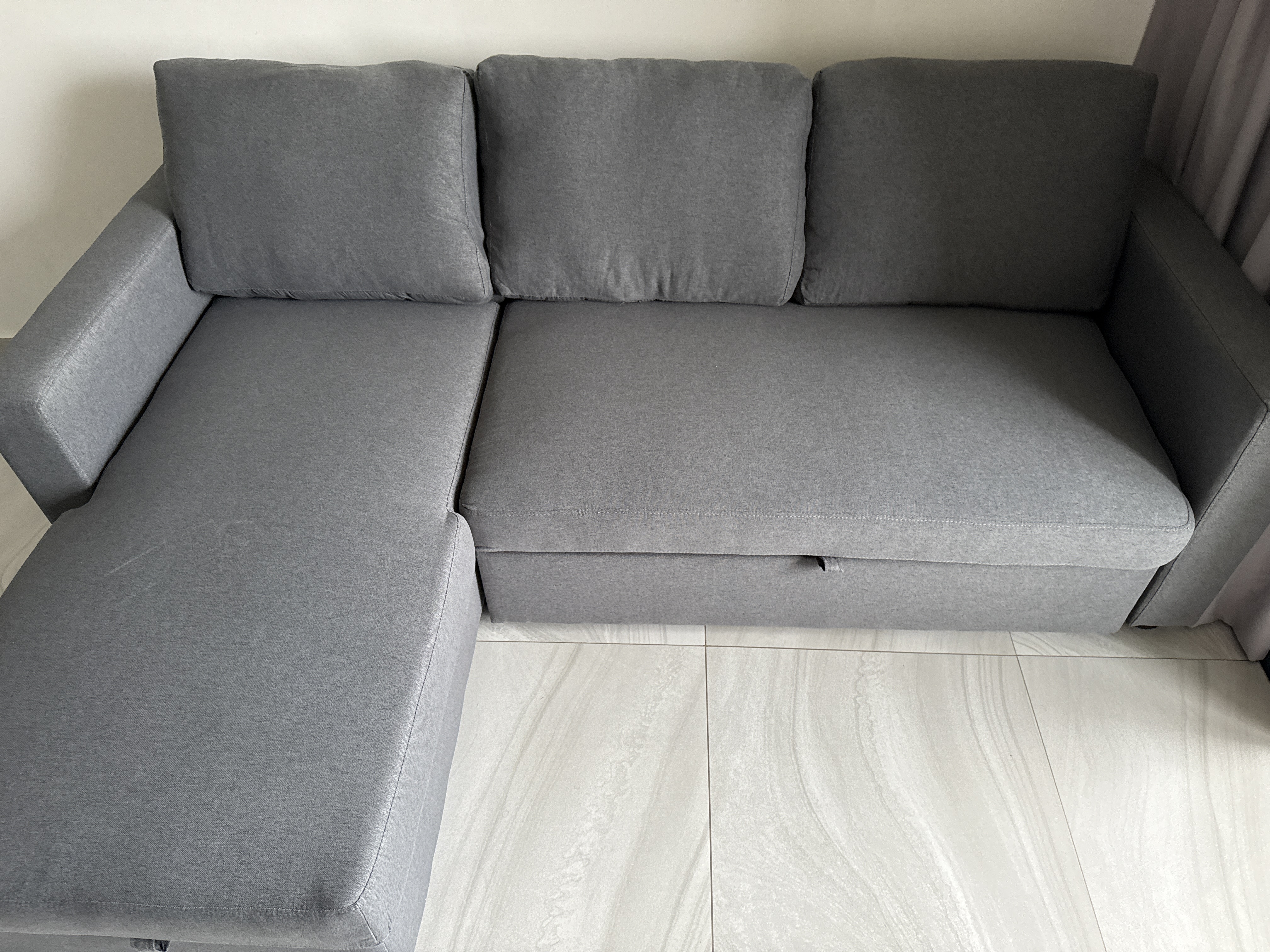 Mia L-Shaped Storage Sofa Bed -  Graphite