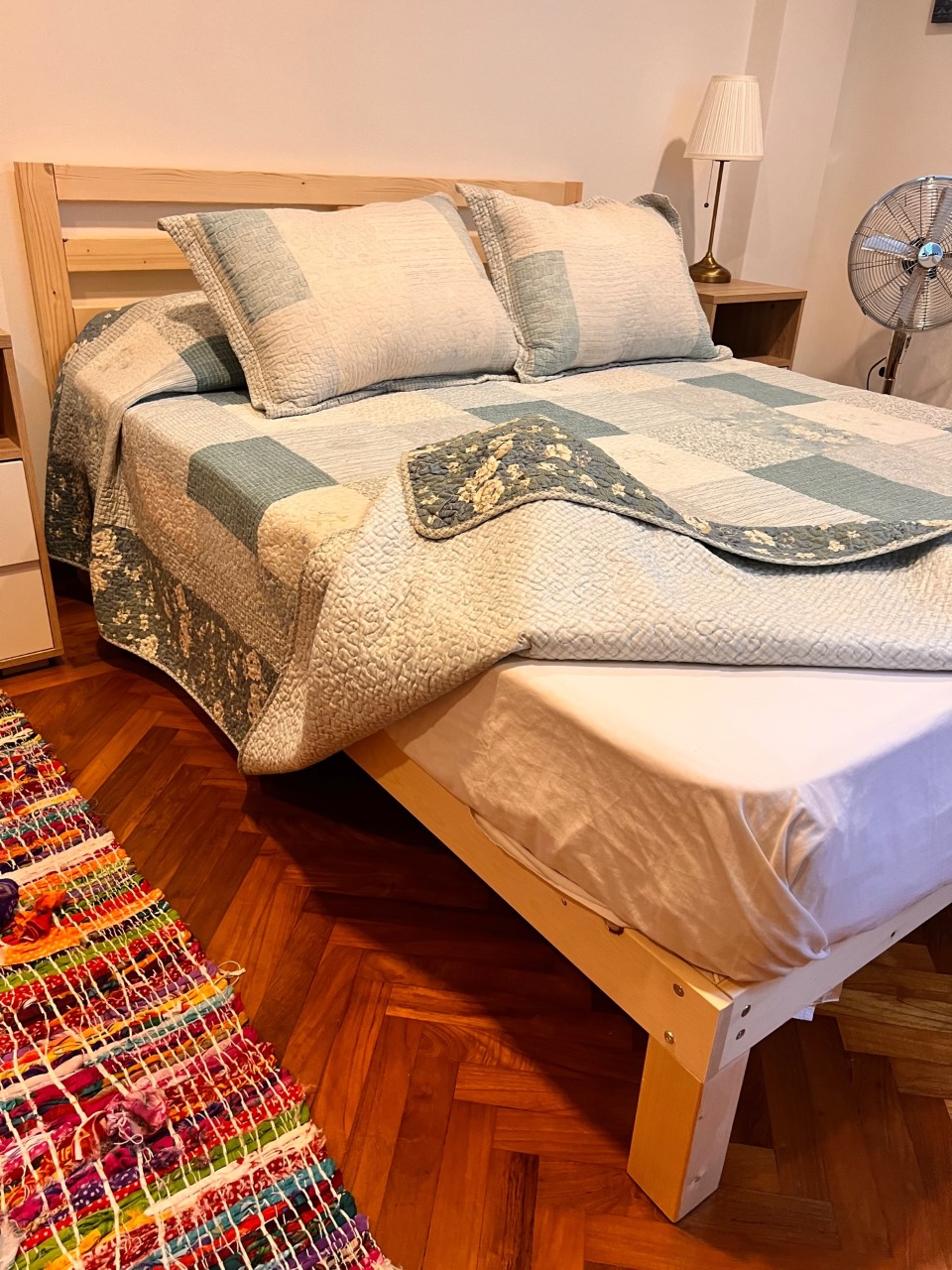 Customer home photo 11: Love the bed because of the color and size, fits perfectly in our room. Is simple but chic.