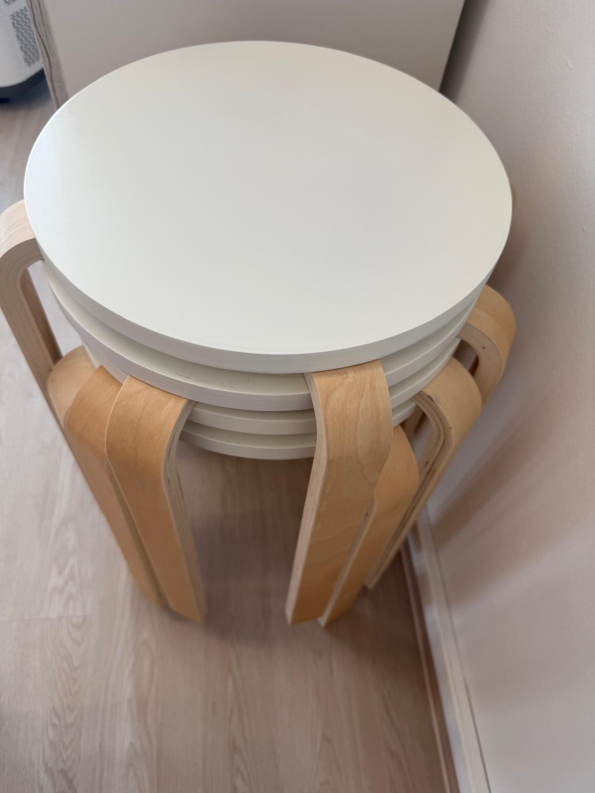 Customer home photo 5: Easy to set up. Fits perfectly and able to stack. The stool's surface is large enough to sit comforably.