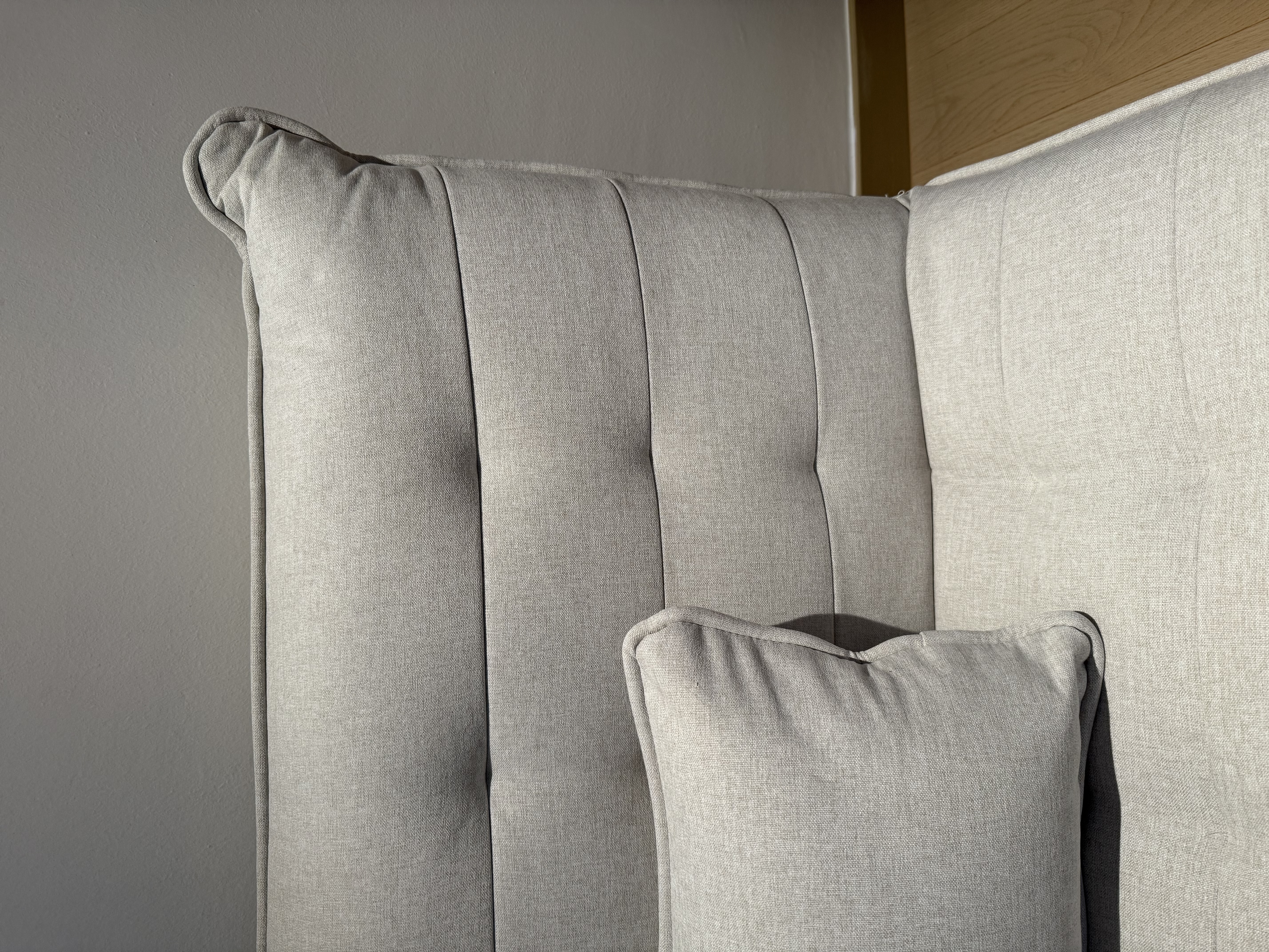 Customer home photo 2: I purchased this sofa bed for my study room for the extra guest. I wasn’t able to see the fabric at the showroom and worried about the quality until we received. Quality of fabric and colour are very good. It was a great purchase for the value.
