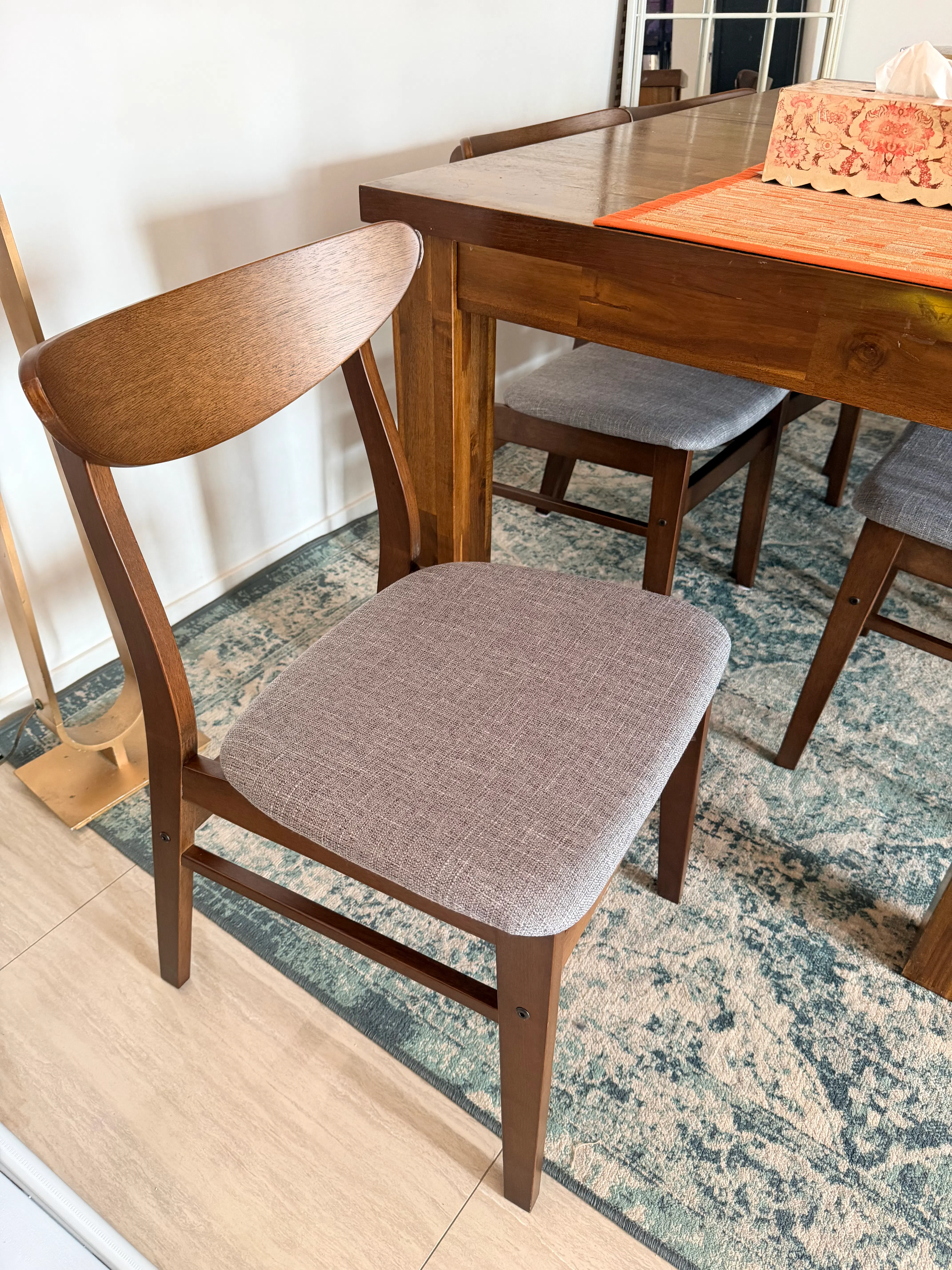 Macy Dining Chair - Cocoa, Grey (Fabric)