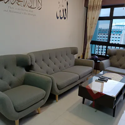 Customer home photo 2: Modern looking, something different from the other sofas out there plus sofa is firm and comfortable