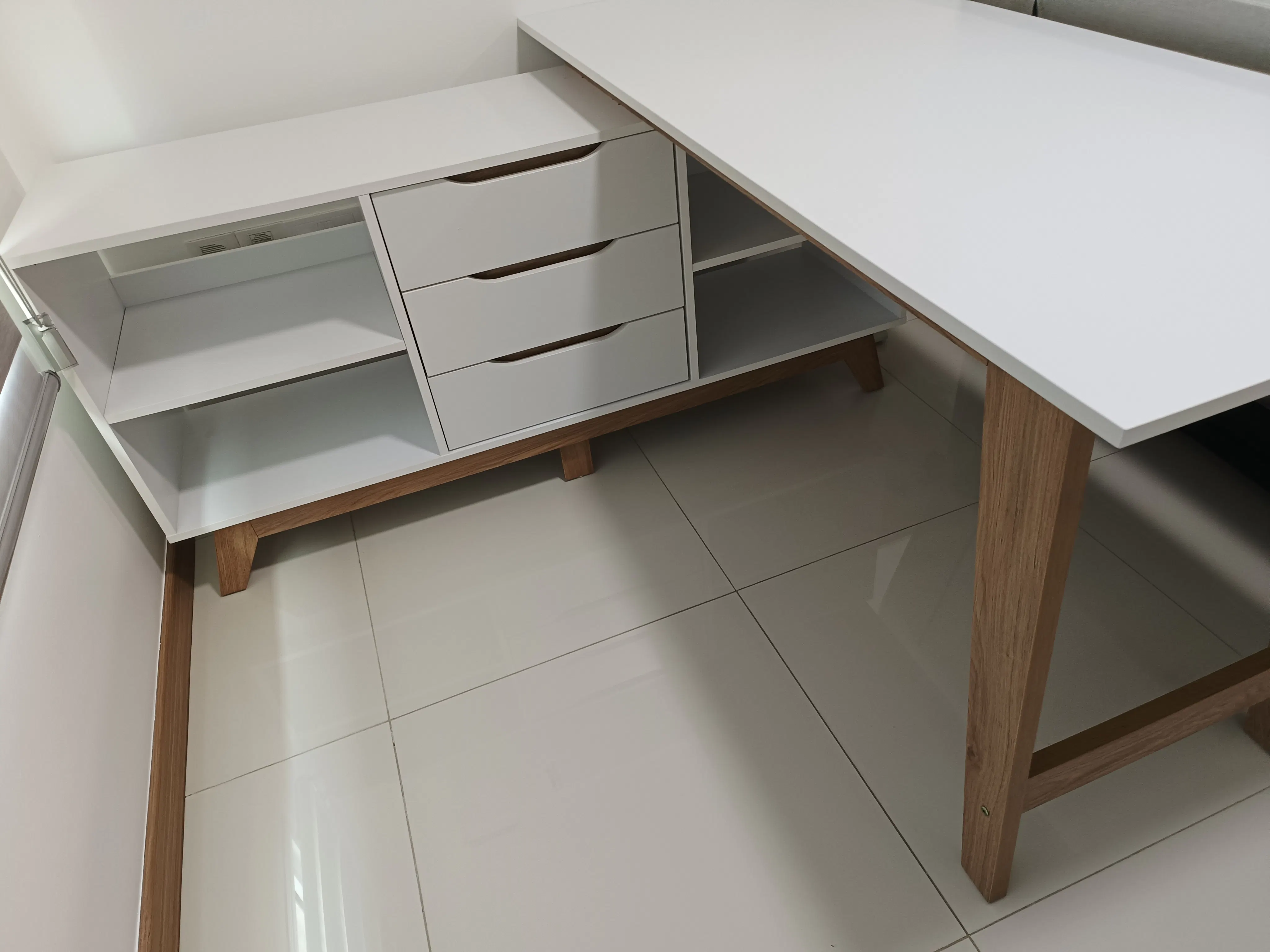 Miah Study Table 1.4m - Natural, White